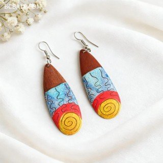 Special Offer Painting Wood Earrings Unique Model